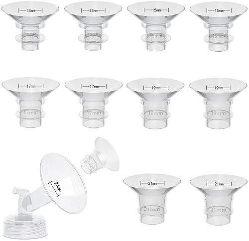 Flange Inserts 10PCS 13/15/17/19/21mm*2 Compatible with Momcozy Air 1/W1/M9/M6/M5/S9pro/S12pro/Spectra/Eufy/Medela/Spectra/Elvie/Lansinoh Breast Pump,Reduce 24mm Tunnel Down to Correct Size