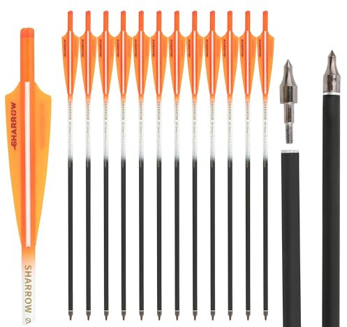 limaity Bogenschießen Armbrust Bolzen Armbrust Pfeil 16 17 18 20 22inch Jagdpfeile ID 7.6mm OD 8.8mm 125 Korn austauschbare Pfeilspitze für Armbrust Bogenschießen Praxis Jagd (Orange, 16 Zoll)