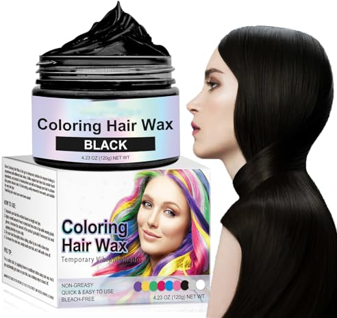 Cera para el cabello negra, color negro temporal, spray de pelo negro lavable, tinte instantáneo, color natural para el cabello, tono de pelo para hombres, mujeres, fiesta, cosplay, Navidad