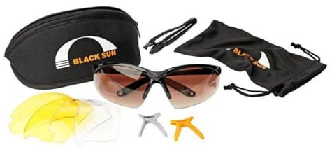 BLACK SUN Fahrrad-Lesebrille Starter Set – Fahrradbrille Sportbrille mit Sehstärke, 3 Paar Gläser (Gelb, Klar, Braun), UV-400 Schutz