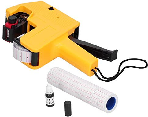 TIKATARER Price Gun, Pricing Gun Digits Price Tag Gun Price Tag Gun Price Marking Labeler Machine with 10 Rolls Labels Spare Ink