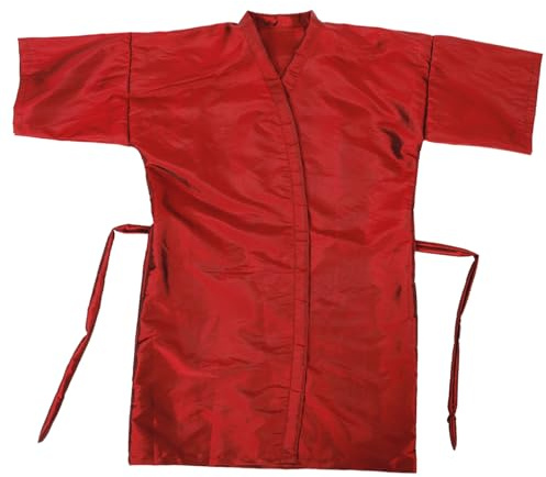 NULYLU Hairdressing Gown with Sleeves for Adults Hair Cutting Cape in Red Pongee Fabric Adjustable Sturdy Salon Robe for Beauty Salons