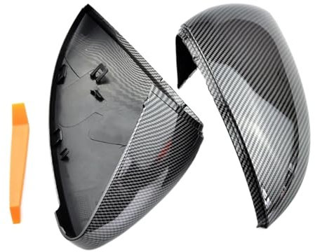 Rückspiegelabdeckung Für VW Für Golf MK7 7.5 Für GTI 7 7R Spiegelabdeckungen Kappen Rückspiegelgehäuseabdeckung Carbon Look Helle Schwarze Abdeckung 2 Stück Auto Spiegelkappen(Carbon Look Black)