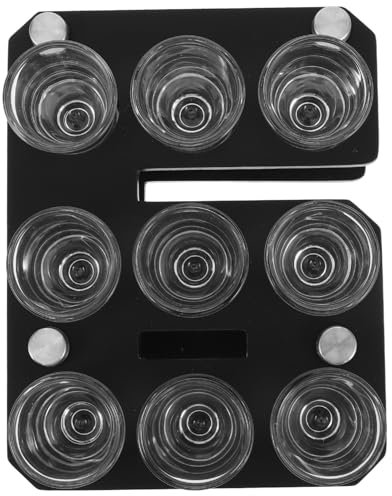 COLLBATH Portabicchieri 9 Bicchierini Trasparenti Vassoio Nero Rustico Per Shot Whiskey Party Set Di Espositore Per Bicchierini Da Bar