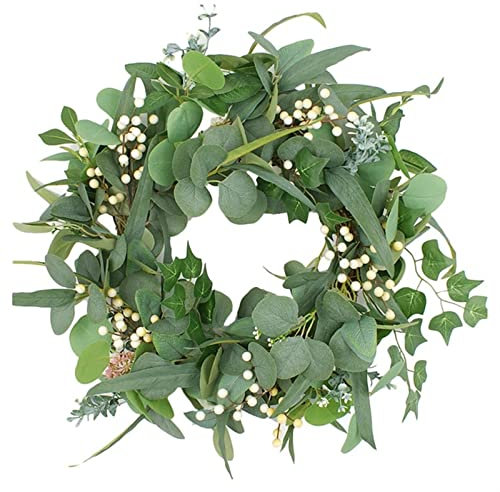 XXHNBF Winterkranz, Weihnachtskranz, Eukalyptus-Kranz, Frühlingskranz for Haustür, Wand, Fenster, Hochzeit, Party, Garten, Büro, Bauernhaus, Heimdekoration, Urlaubsdekoration