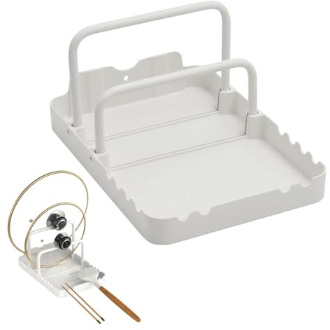 Rangement Couvercle de Casseroles, Support de Planche à Découper avec Repose-cuillère, Organiseur de Poêle avec 2 Compartiments, Porte Couvercle Cuisine Antidérapant pour Plaque de Cuisson, Barbecue