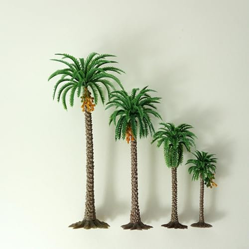HomeVortex Model Trees - Juego de palmeras de coco para paisajes de selva tropical, dioramas, escala HO, paisaje ferroviario, arquitectura, bricolaje, decoración de mesa de arena, 15 cm, 12 cm, 9 cm