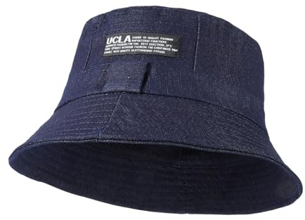TAGVO Bob fiskarhatt dam herr sommar anti-UV-solhatt vikbar Bobs vändbar hink strandhatt, Färg: blå, One size