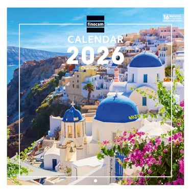 Finocam – Calendrier mural 2026 30 x 30 cm 1 Mois par page Janvier – Décembre 2026 + Sept.-Déc. 2025 (4 mois) réduits | Calendrier 2026 | Images Charming – International
