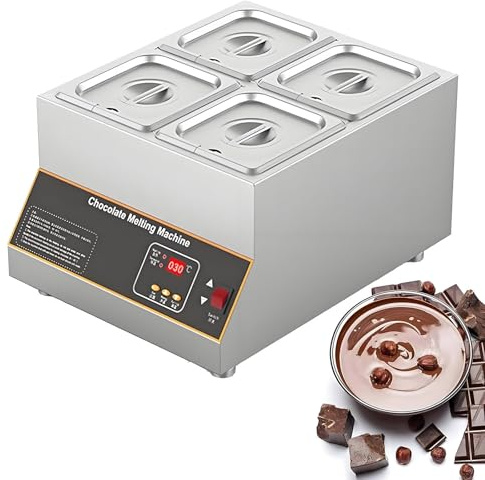 DPLWJPP Commercial Chocolate Melting Pot Chocolate Tempering Machine Electric Chocolate Melter Melting Machine Chocolate Fountain Machine Heater Digital Control,4cylinders