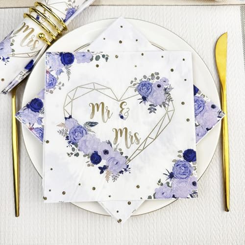 Serviettes en Papier Fleurs Violettes Papier jetable, Serviettes de fête, douces, durables et absorbantes pour cuisine, salle de bain, événements10 Paquet(33x33cm)