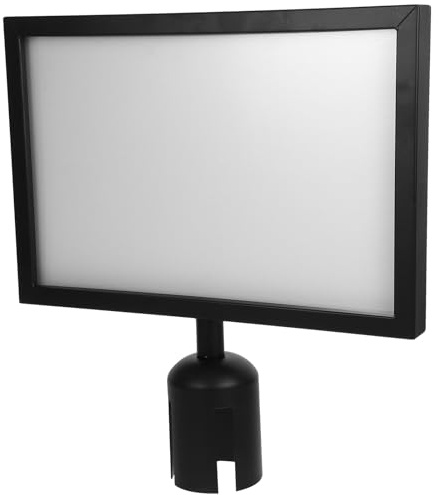 Joinpaya Porte-Affiche A4 Horizontal pour Poteau de Guidage, Support de Panneau pour Barrière de Sécurité et File d'Attente, Cadre d'Affichage pour Potelet à Sangle, Finition Noir Mat, 1 Pièce
