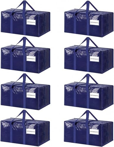 8 Sac Déménagement 90L - Sacs Rangement Vêtements Solides 30kg, Transport Facile Poignées Renforcées - Alternative Carton Déménagement & Cabas - Réutilisable - LPVS Marque Française