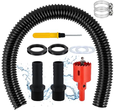 Regentonnen Verbindungsset, Regentonnen Anschluss Set, 1 Zoll Regentonnendurchführung Regentonnen Verbindungsset mit 100 cm, Regenfass Verbinder, Regentonne Verbindung Set für Regenwasser Tonnen