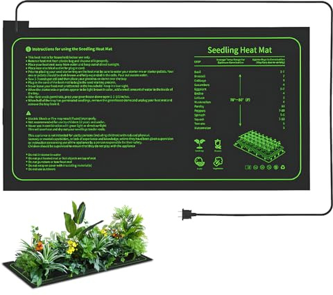 Trywise Heizmatte für Pflanzen, wasserdichte PVC Wärmematte, Anzuchtmatte zur Keimung von Samen & Setzlingen, Mehrzweck Heizunterlage für Terrarium Reptilien, Innengewächshaus Zimmerpflanzen