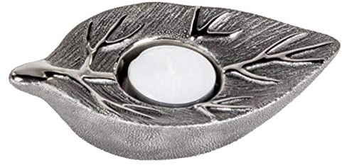 formano Deko Teelichtleuchter Teelichthalter Kerzenhalter Tischdeko Baum Antik Silber Keramik 15x5 cm