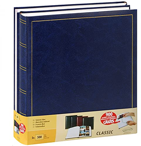 Brepols 2 Stück Foto-Alben, traditionell, Jumbo 100 Seiten für 500 Fotos 10 x 15 – Blau
