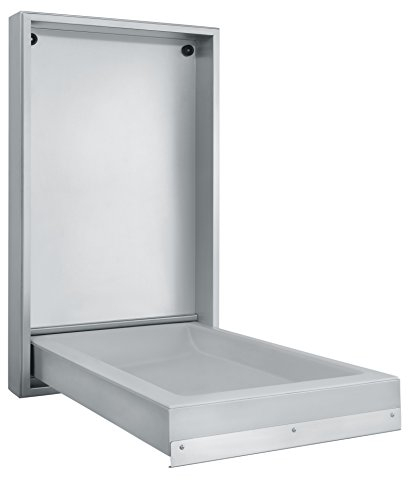 KEMMLIT Ferrol Table à langer verticale pliable comme table à langer murale, chrome, acier inoxydable, 54 x 13,5 x 94,6 cm