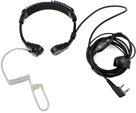 Retevis ETK002 Funkgerät Kehlkopfmikrofon Headset, 2-Pin for RT5R (1 Stück)
