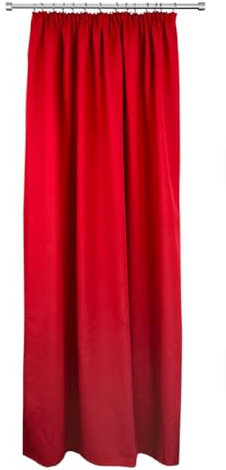 Rollmayer Hochwertig Vorhänge mit Bleistift Kollektion Vivid (Rot 12, 135x150 cm - BxH - 2 er Pack) Blickdicht Uni einfarbig Gardinen Schal für Schlafzimmer