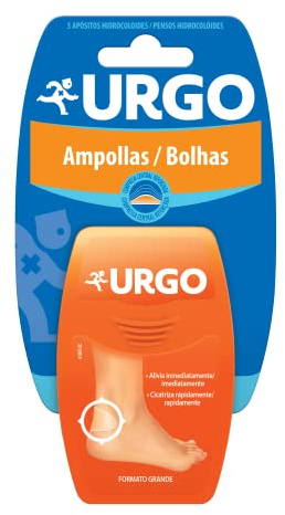 Urgo - Ampollas Talones - Apósito hidrocoloide con efecto segunda piel - Caja con 5 apósitos