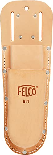 FELCO Holster 911 für Gartenscheren (Etui aus Leder, für 2 Baumscheren oder 1 Schere + 1 Klappsäge, Werkzeughalter mit Gürtelschlaufe, Maße 285x98 mm, ohne Werkzeug)