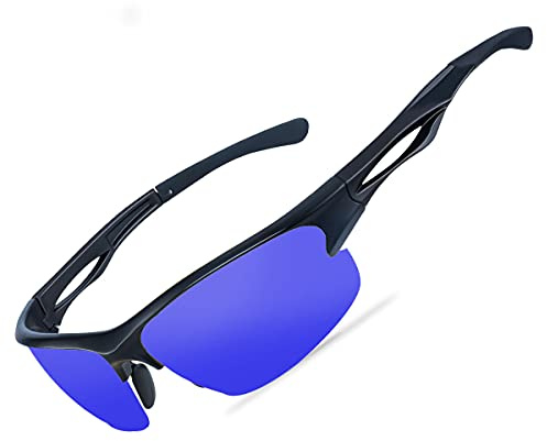 Goiteia Polarisierte Sonnenbrille Radsportbrille Herren Damen mit UV400 Schutz- Sportsonnenbrille zum Radfahren Autofahren Laufen Wandern Angeln Unzerbrechlicher Leichter TR90 Rahmen (Dunkelblau)