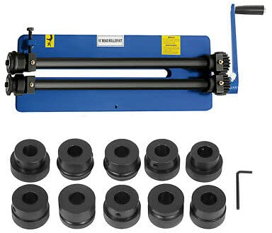 Machine à cintrer ronde 460 mm - Plieuse manuelle - Cintreuse de tubes de 18 - Avec 2 rouleaux et rouleau à nervures manuelles - Appareil de pliage à rouleaux - Cintreuse à tôle