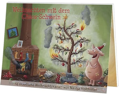 Rannenberg & friends Postkartenbuch Weihnachten mit dem Chaos Schwein, 14 Karten, Weihnachtskarten Postkartenbücher Ansichtskarte Postkarte