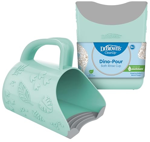 Dr. Brown's CleanUp Dino Pour - Taza de Enjuague para baño, 0 m +, sin BPA, plástico Certificado Neutro