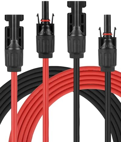 Diealles Shine® Solarkabel 4mm², Verlängerungskabel 3m PV Kabel mit Solarstecker, IP67 Wasserdicht, Rot+Schwarz