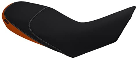 Moto Discovery Funda de Asiento Compatible con KTM 950/990 Adventure 2003-2013 Negra/Naranja con Costuras Blancas
