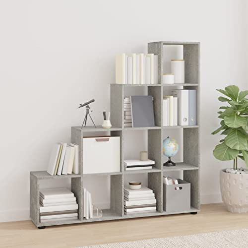 INLIFE Treppenregal Betongrau 142 cm Holzwerkstoff,Grau,33.5KG,342598
