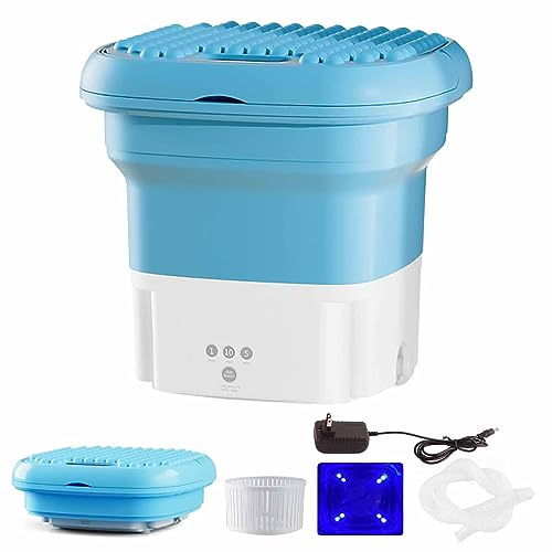 Portable Washing Machine, Mini Portable Washing Machine Foldable Small Laundry Machine With Drain Basket For Washing Baby Clothes, Underwear Suitable For Camping,travel, Small Spaces(Blue)