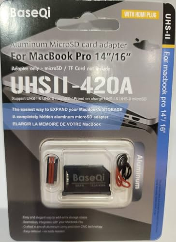 QI JI ELECTRONICS UHS-II MicroSD-Adapter aus Aluminium für M1 2021 / M2 2022 / M3 2023 MacBook Pro 14 Zoll und 16 Zoll