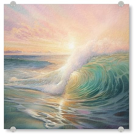 artboxONE Acrylglasbild 20x20 cm Reise/Strand und Meer Ozean-Sonnenaufgang D - Bild Ozean Ozean Schaum