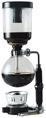 OQHAIR Cafetera al vacío Cafetera con sifón Cafetera con sifón de Vidrio para el hogar Cafetera Manual Juego de café Preparación con sifón (Color: Negro Tamaño: 38x14 cm) Tomando un café