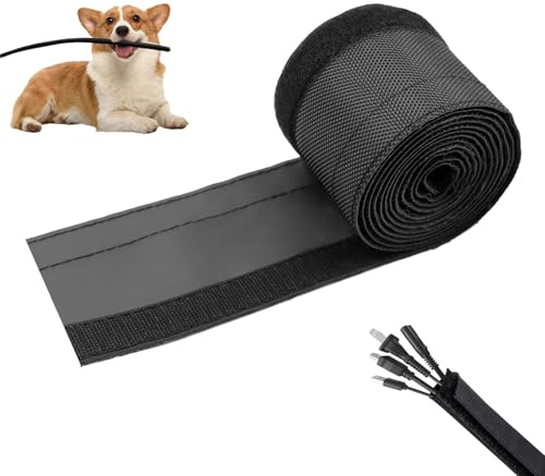 Kabelschutz mit Klettverschluss, 2 m, Nylon, Kabelmanagement, wasserdicht, flexibel, Drahtabdeckung für Zuhause, Auto, Schreibtisch, USB, Audio, Kauschutz, geteilte Hülse – Schwarz (1,5 cm)