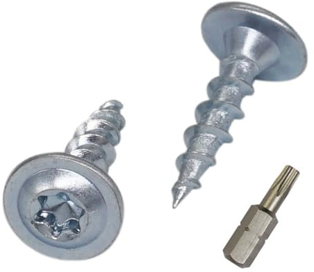 SKIR'CO (500 Stück) verzinkter Stahl 4,0 x 16 mm Holzschrauben, Metallschrauben, Wafer Kopf, Torx Kopf, selbstschneidend