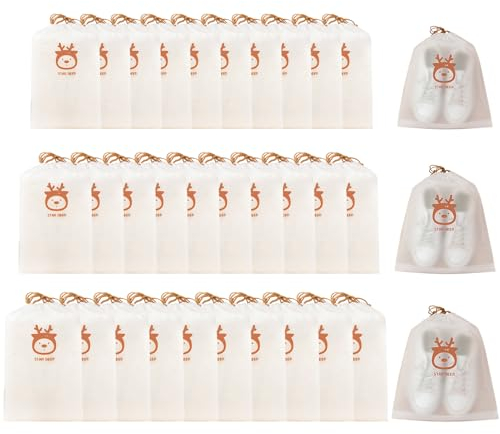 30Pcs Sacchetti Per Scarpe, Sacchetti Da Viaggio Impermeabili Immagazzinaggio,Custodia Per Borsa Antipolvere,Coulisse Borsa Per Scarpe Per Vestiti Biancheria Intima Scarpe Cosmetico (cervo)