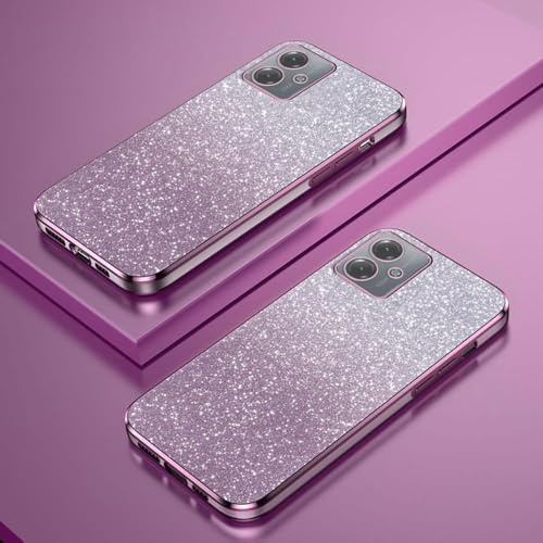 Funda Teléfono Purpurina Degradada Compatible con Motorola Moto G14 Case Borde Electrochapado Transparente Cover Delgada TPU Prueba Golpes Carcasa