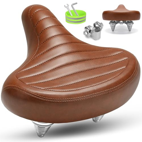 CDYWD Wide Bike Seat for Men Women Comfort, Large Soft Padded Bicycle Seat Cushion, Oversized Comfortable Replacement Saddle for Beach Cruiser, City Bike, MTB, Ebike, Scooter, Stationary Exercise Bike