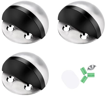 Türstopper, Bodentürstopper, Bodenmontage Türstopper, Scheunentürstopper Bodentürstopper, für die Unterseite der Tür Schwarzer Gummipuffer Kein Bohren Türstopper Wandschutz, 3er Pack