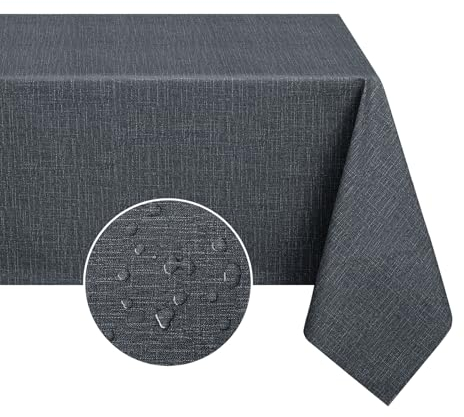 Romanstile Tischdecke Outdoor Wetterfest 100x140 cm Grau Wachstuchtischdecke Abwaschbar Tischdecken PVC 100% Wasserdicht Gartentischdecke Tischtuch für Draußen,Garten, Hochzeit,Restaurant,Party,Essen