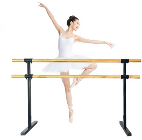 Ballettstange Ballet Bar Ballett Barre Stahlrohre Holz Ballettstange Freistehende für Kinder Erwachsene Ballettstange für Zuhause Balletstange Mobil Tanzstange für Stretching (120*60*105cm)