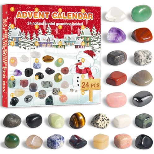 SANYHOM Edelstein Adventskalender 2025 für Kinder, Kristalle Adventskalender mit 24 Tage Weihnachtskalender Countdown Kalender Spielzeug Überraschungen, Steine Advent Countdown Calendar Geschenk