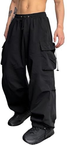 ZAFUL Loose Fit Strahlfüße Cargo Hose Herren Lang Tunnelzug Fallschirm Lässig Y2K Hosen Verstellbare Taille
