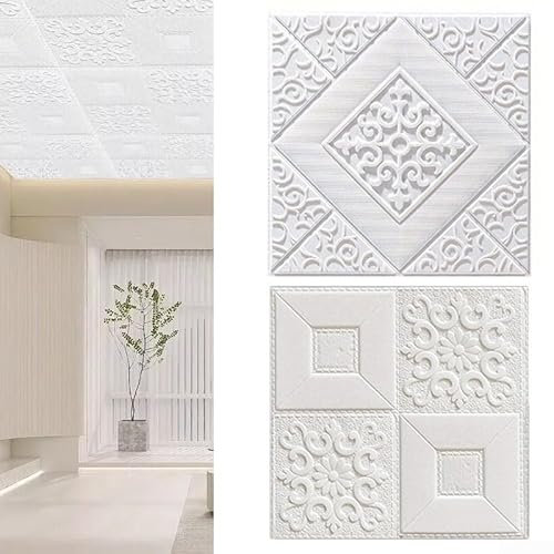 Selbstklebende 3D-Schaumstofffliesen, Ziegelwände, 30 Stück, wasserdicht, für Wohnzimmer, Schlafzimmer, Küche und Spielbereiche mit Schalldämmung (Weiß1)