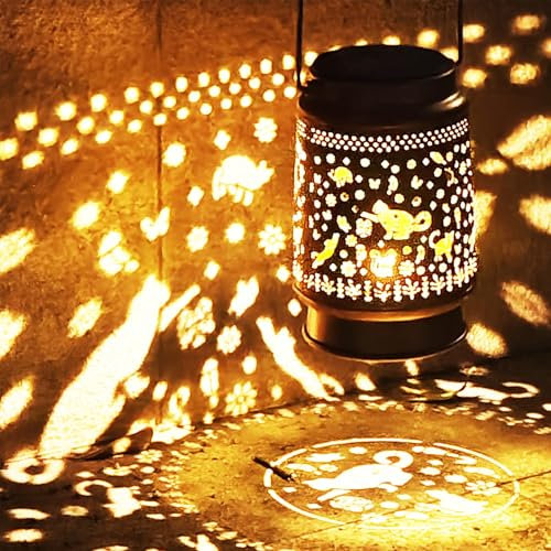 Solar Lanterns Outdoor Waterproof, Garden Decor Metal High Brightness LED Light, Solar Hanging Lantern for Garden,Yard,Patio,Lawn (Cat)