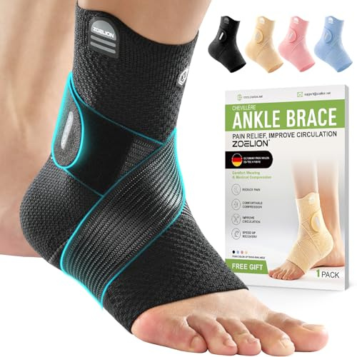 ZOELION Chevillère de Maintien Sport, Attelle Cheville à Compression Médicale avec Sangle X Réglable, pour Entorse, Fasciite Plantaire, Tendon d’Achille, Douleur, Gonflement, Homme Femme, 2XL